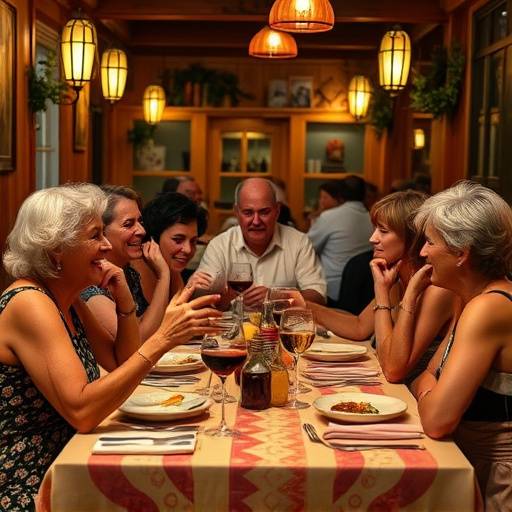 Clientes disfrutando de una cena en El Rinc&oacute;n Ib&eacute;rico, con risas y conversaci&oacute;n animada.