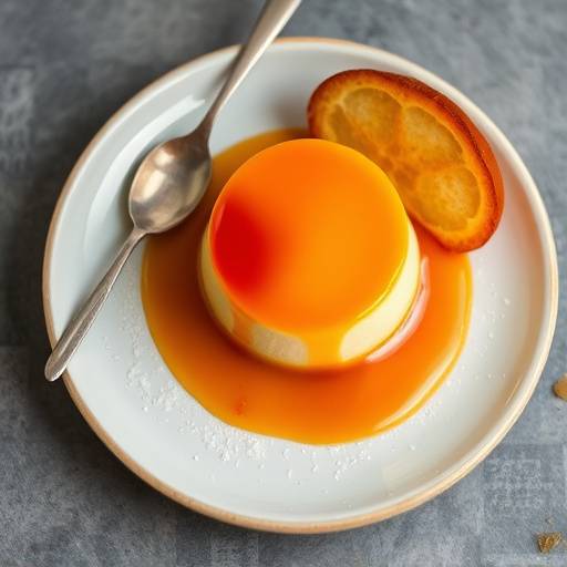Un postre de crema catalana, con una capa crujiente de az&uuml;car caramelizado.